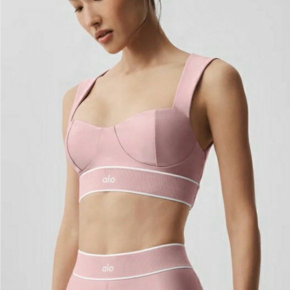 ALO Yoga Vintage Pink Supportive Sports Bralette - Picture 2 of 4